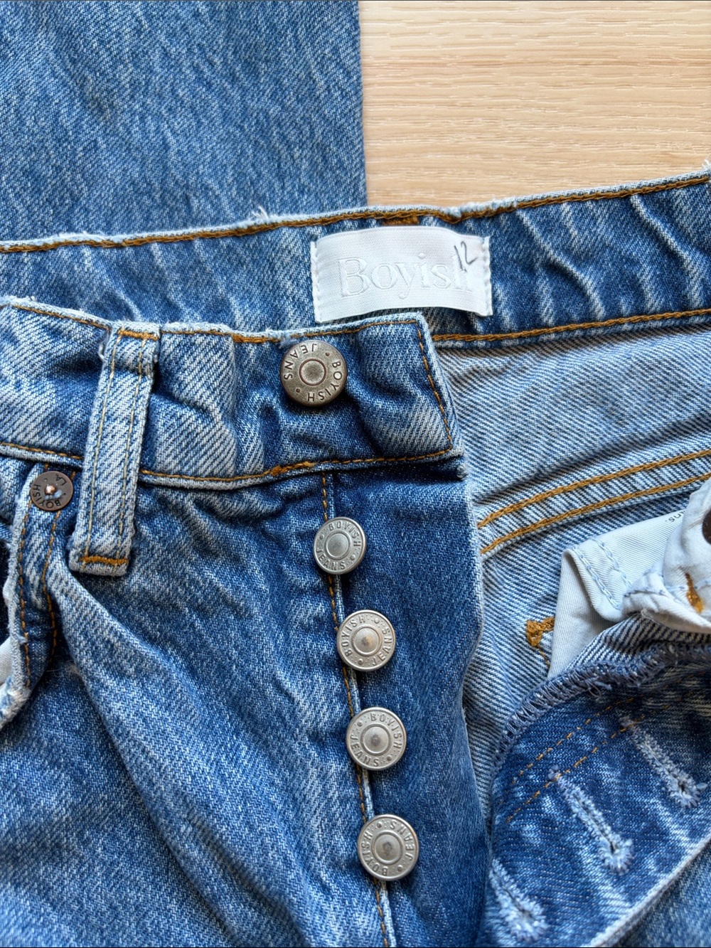Boyish The Tommy High-Rise Blue Denim Jeans with Button-Fly